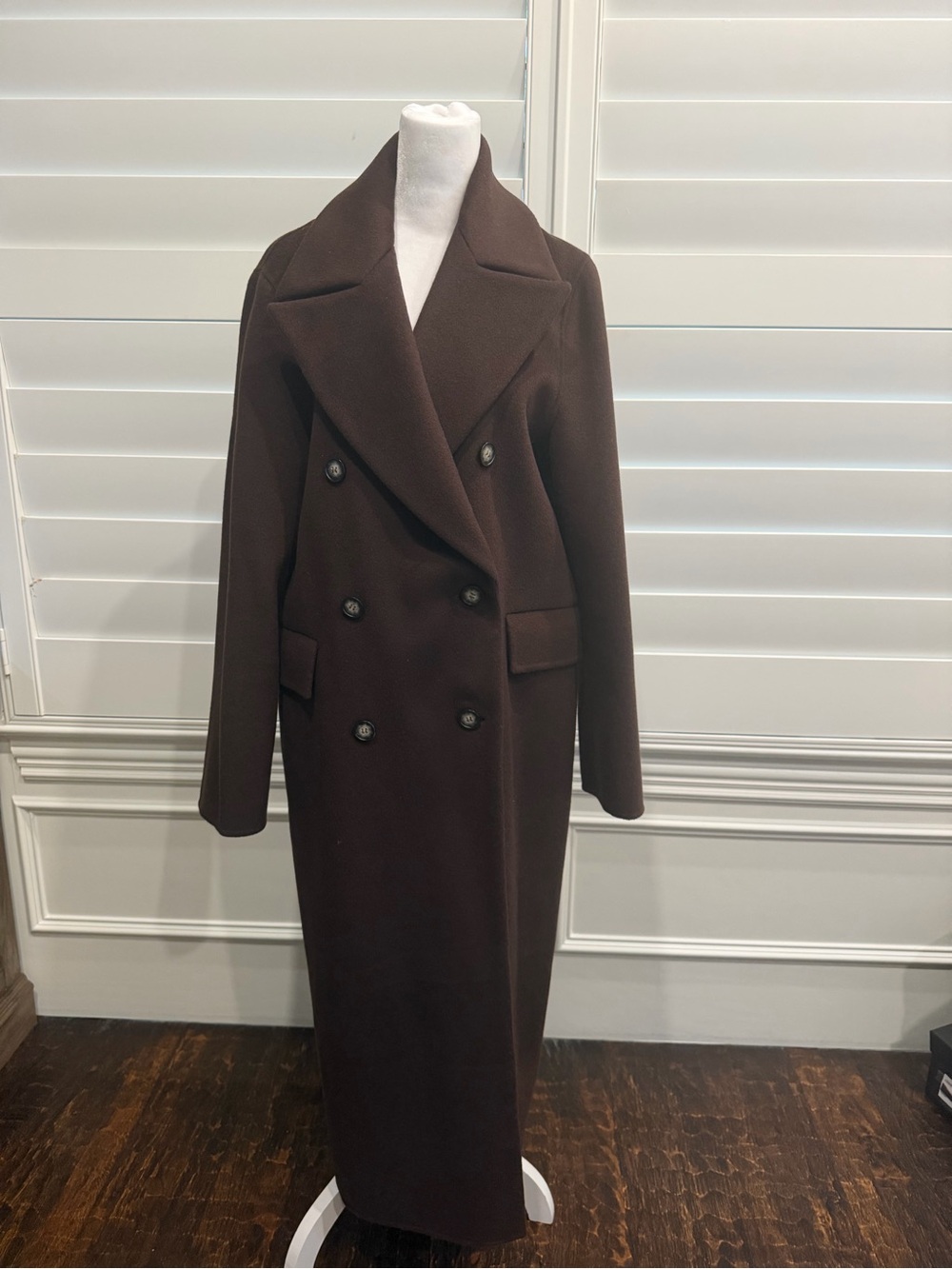 Nanushka Double-Breasted Long Women's Coat in Dark Brown